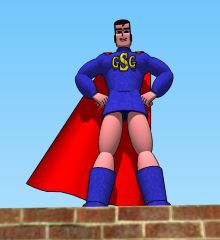 BUNS OF STEEL - Mean City's new hero, Generic Superhero Guy (all the other hero names have been taken or registered) fights super villains and super crazies as he attempts to establish himself, while maintaining a secret identity.